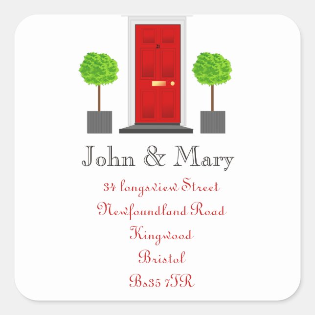 Cuadrada Cambio de la puerta principal del pegatina de dire (Anverso)