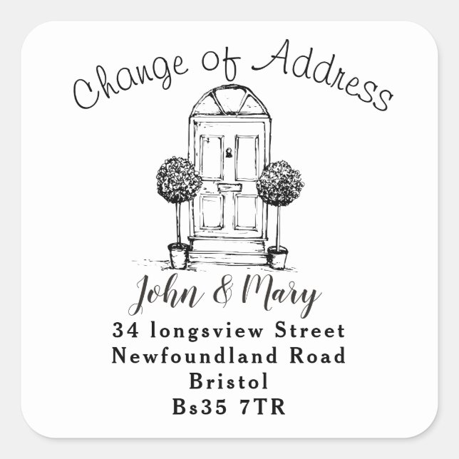 Cuadrada Cambio de la puerta principal del pegatina de dire (Anverso)