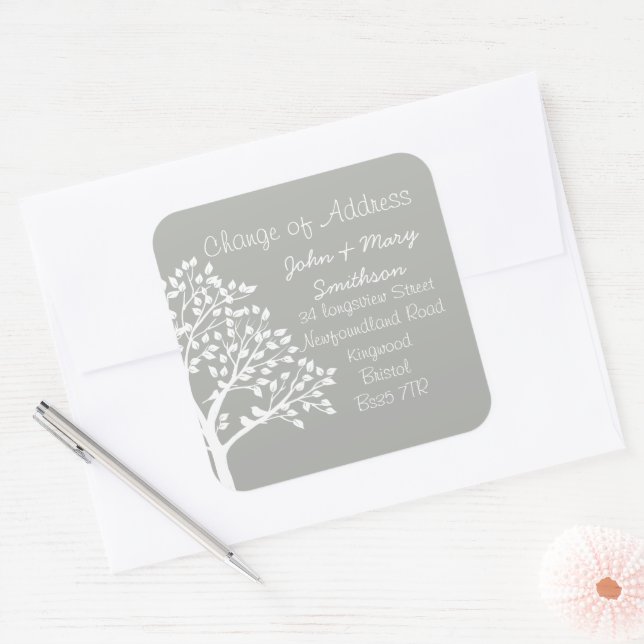 Cuadrada Cambio de pegatina de direcciones (Sobre)