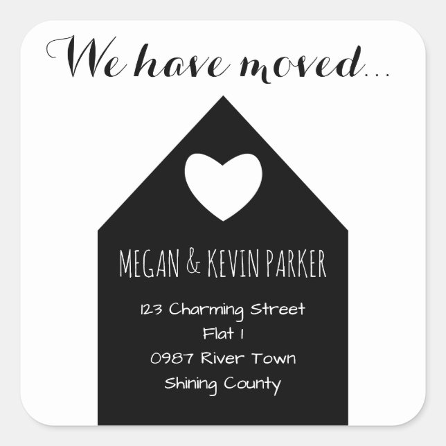 Cuadrada Cambio de Pegatina de direcciones | moderna casa d (Anverso)