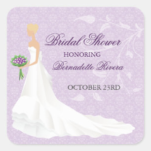Cuadrada Caminando por el Pegatina Aisle Bridal Shower