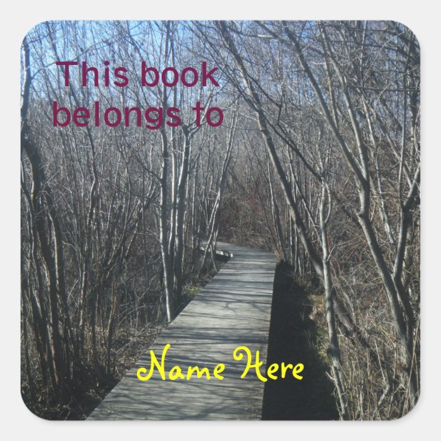Cuadrada Camino a pie Este libro pertenece a, Pegatina de m (Anverso)