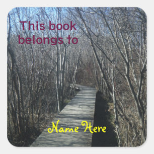 Cuadrada Camino a pie Este libro pertenece a, Pegatina de m