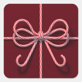 Cuadrada Candy Cane Bow Pegatina