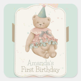 Cuadrada Candy Cute Bear Square Pegatina