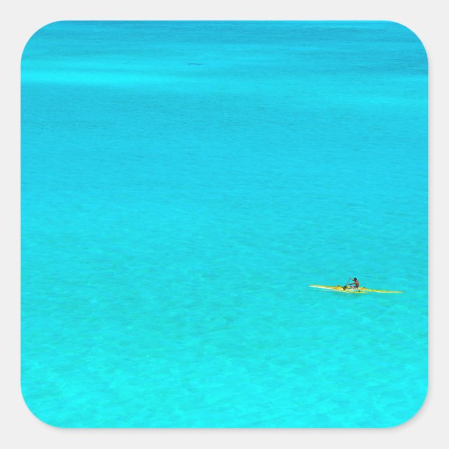 Cuadrada Canoa de Ougatillo en el pegatina de Bora Bora (Anverso)