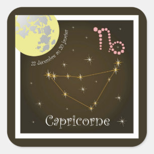 Cuadrada Capricorne 22 décembre au 20 pegatina janvier