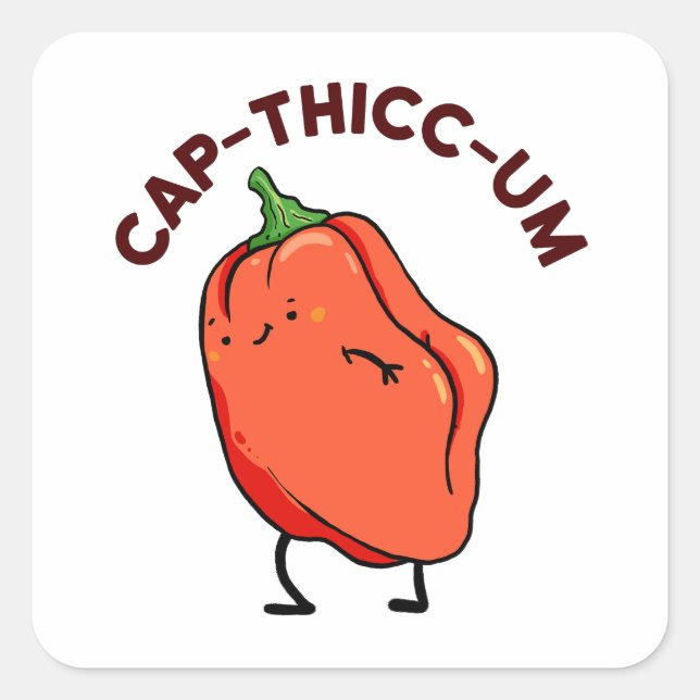 Cuadrada Capsicum Pegatina de pimienta piñón-thicc-um (Anverso)