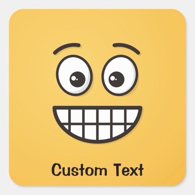Cuadrada Cara de Grinning con Pegatina redondo clásico de o (Anverso)