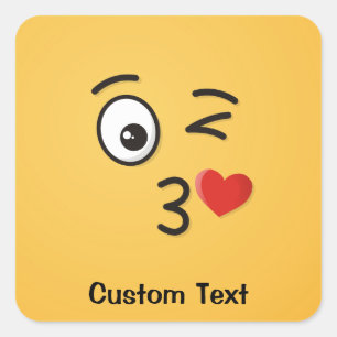 Cuadrada Cara lanzando un beso a un Pegatina redondo clásic
