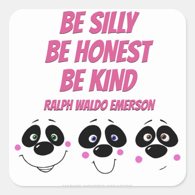 Cuadrada Caras Panda, pegatina (Anverso)