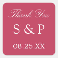 Carmine Magenta Wedding Favor Gracias Pegatina