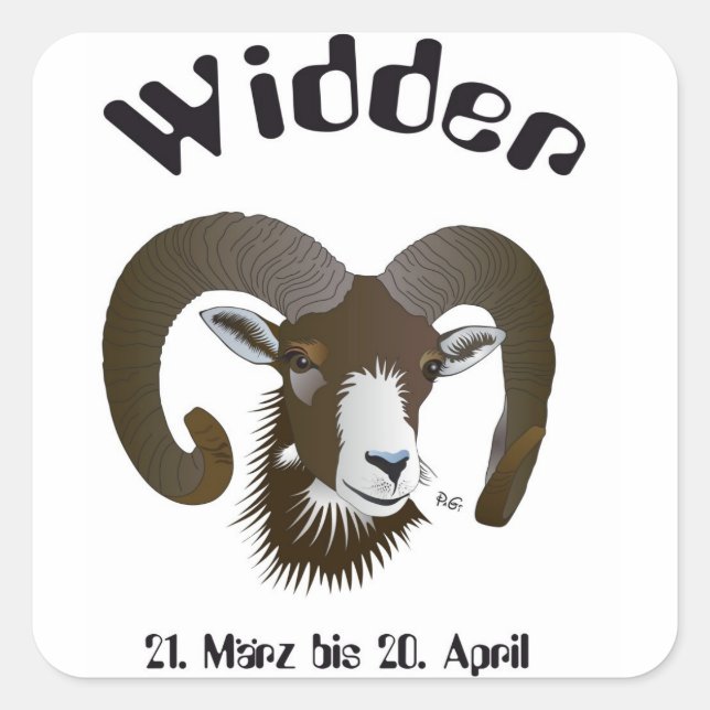 Cuadrada Carnero - signo del zodíaco pegatina (Anverso)