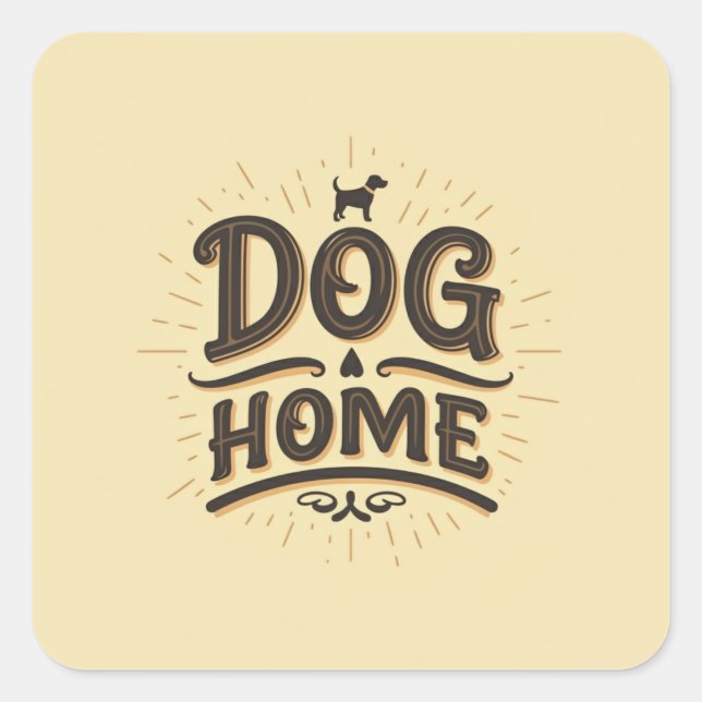Cuadrada Casa de perro con Pegatina de iconos de perro (Anverso)