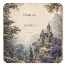 Castillo en el Pegatina Boda Forestal