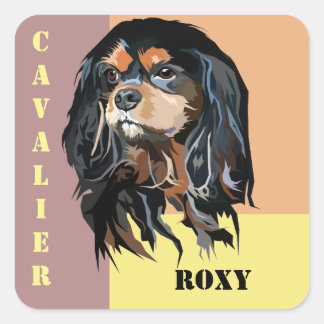 Cuadrada Cavalier personalizado Pegatina Charles Spaniel