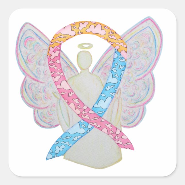 Cuadrada CDH Awareness Ribbon Cherub Angel Pegatina Decreto (Anverso)