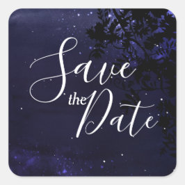Cuadrada Celestial Starry Night Save the Date Pegatina