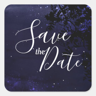 Cuadrada Celestial Starry Night Save the Date Pegatina
