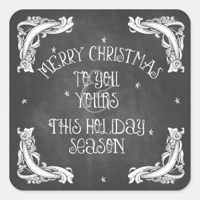Cuadrada Chalkboard Merry Christmas Pegatina (Anverso)