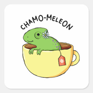 Cuadrada Chamo-meleon Animal Tea Pun Pegatina