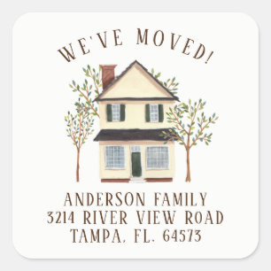 Cuadrada Charming House We've Moved Address Label Pegatina