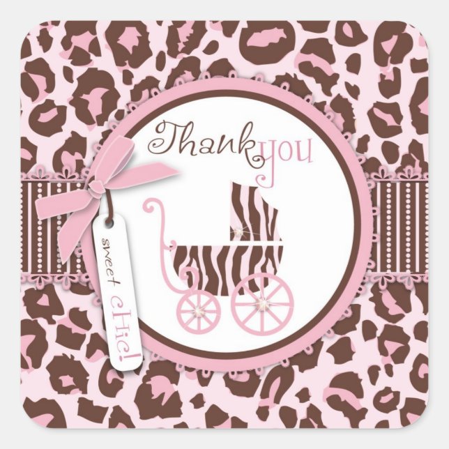 Cuadrada Cheetah Chica TY Pegatina Square Pink (Anverso)