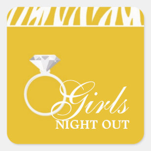 Cuadrada Chicas de cebra amarilla Pegatina de salida noctur