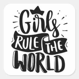 Cuadrada chicas gobiernan el pegatina mundial