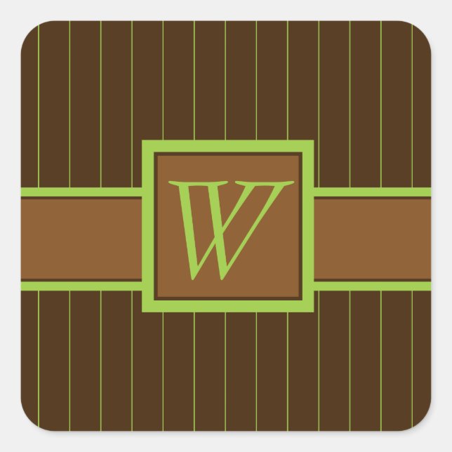 Cuadrada Chocolate con Pegatina Lime Pinstripes (Anverso)