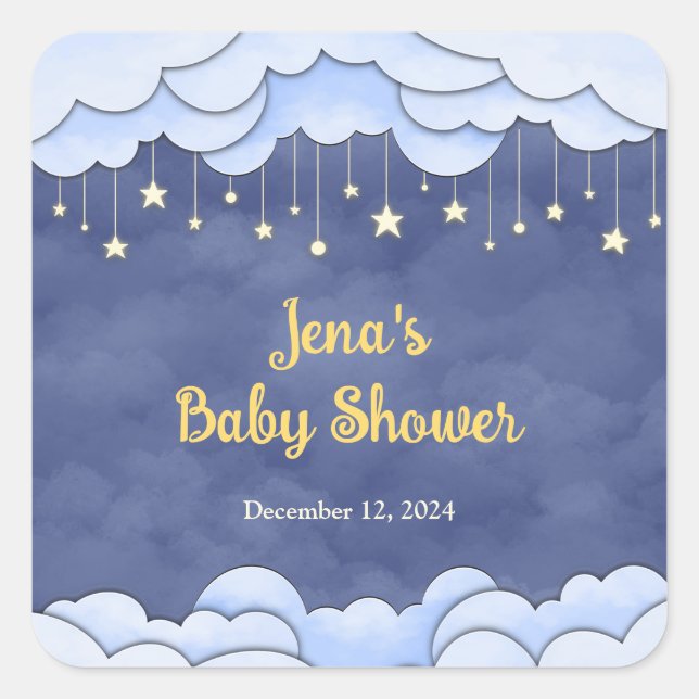 Cuadrada Cielo azul con estrellas de destreza - Pegatina (Anverso)