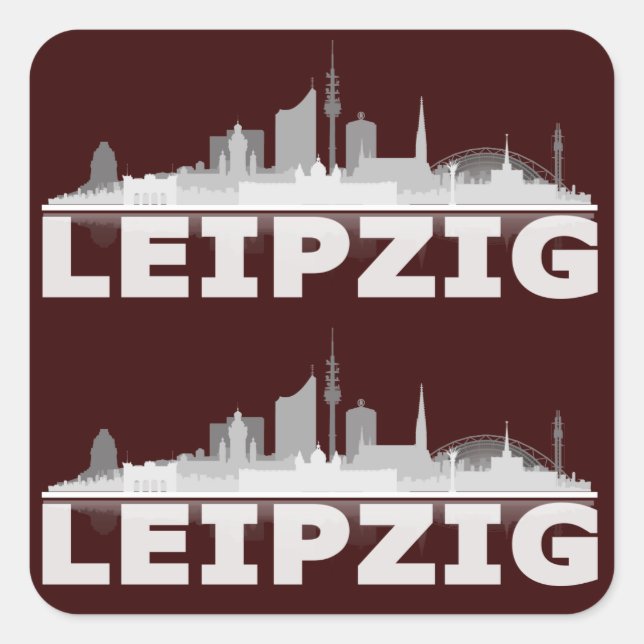 Cuadrada City de Leipzig horizonte pegatina (Anverso)