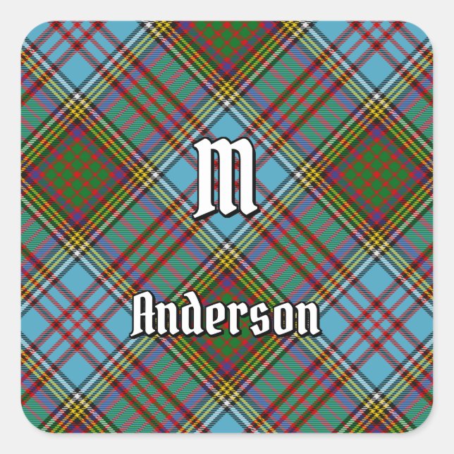 Cuadrada Clan Anderson Tartan Square Pegatina (Anverso)