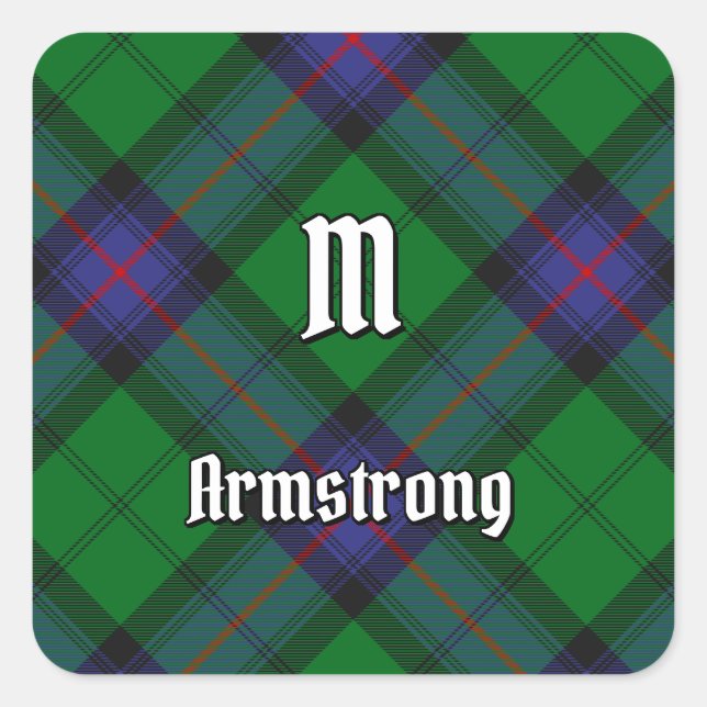 Cuadrada Clan Armstrong Tartan Square Pegatina (Anverso)