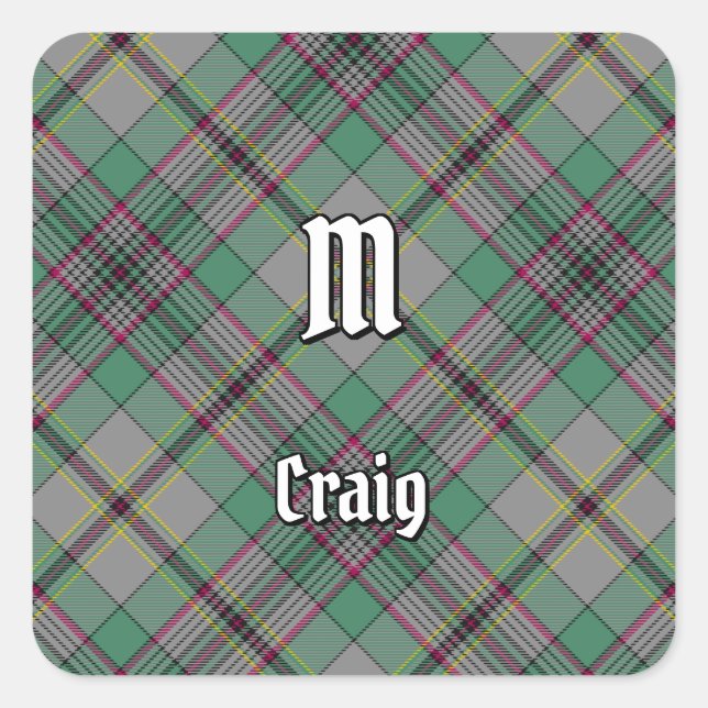Cuadrada Clan Craig Tartan Square Pegatina (Anverso)