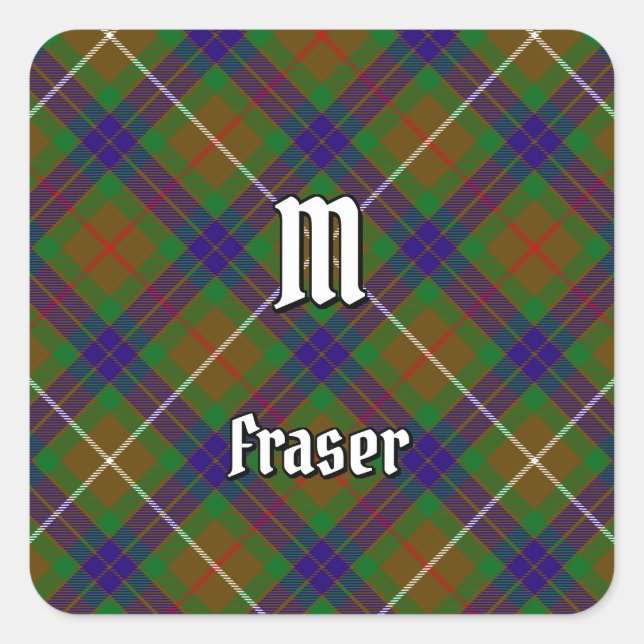 Cuadrada Clan Fraser Hunting Tartan Square Pegatina (Anverso)