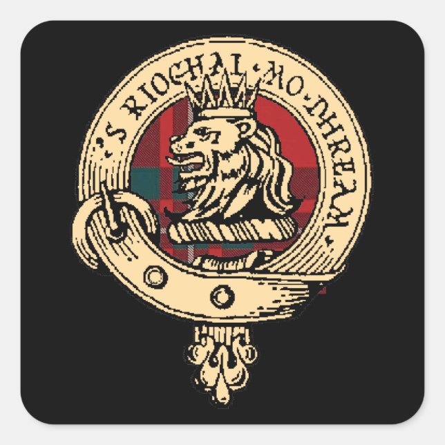 Cuadrada Clan Gregor Badge Tartan Pegatina (Anverso)