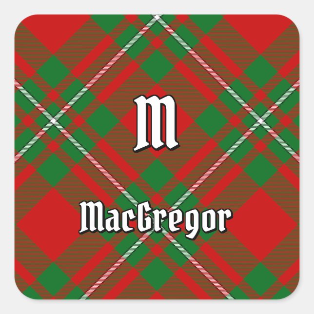 Cuadrada Clan Gregor Tartan Square Pegatina (Anverso)