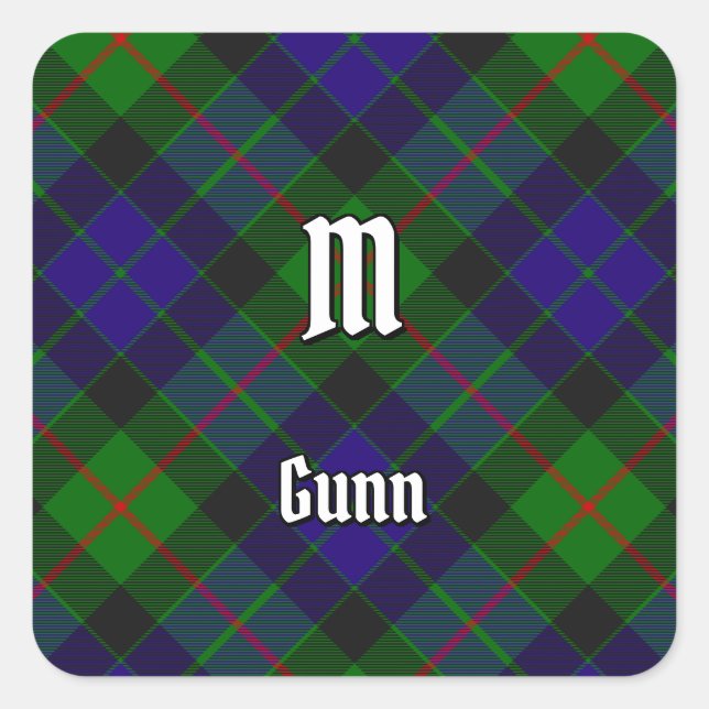 Cuadrada Clan Gunn Tartan Square Pegatina (Anverso)