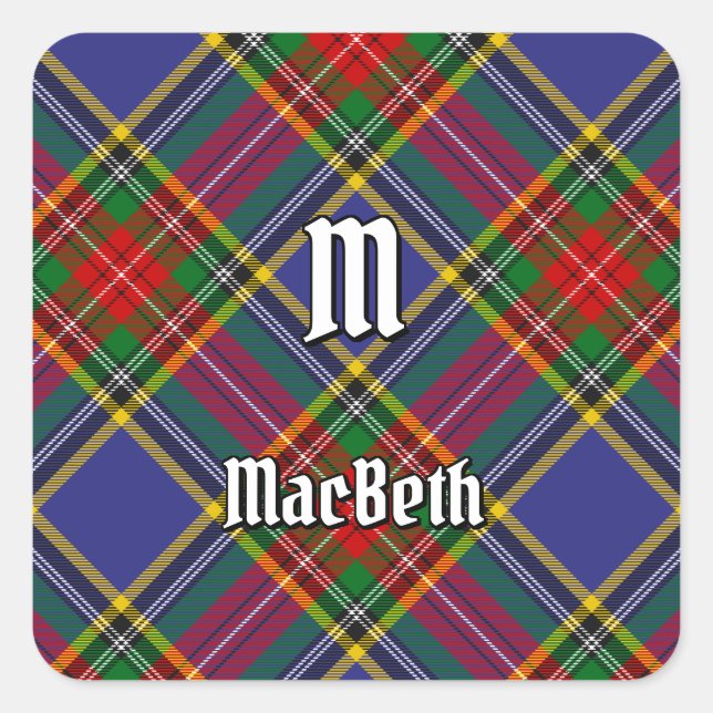 Cuadrada Clan MacBeth Tartan Square Pegatina (Anverso)