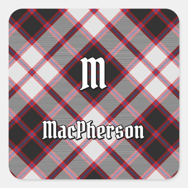 Cuadrada Clan MacPherson Hunting Tartan Square Pegatina (Anverso)