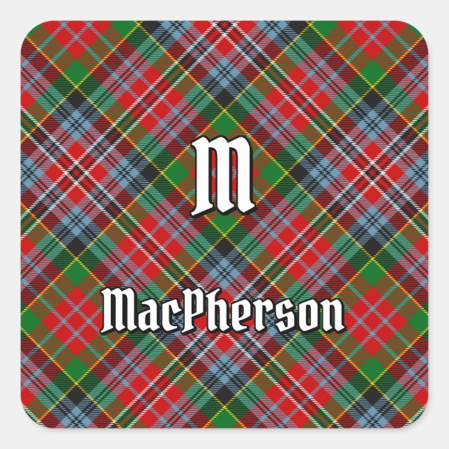 Cuadrada Clan MacPherson Tartan Square Pegatina (Anverso)