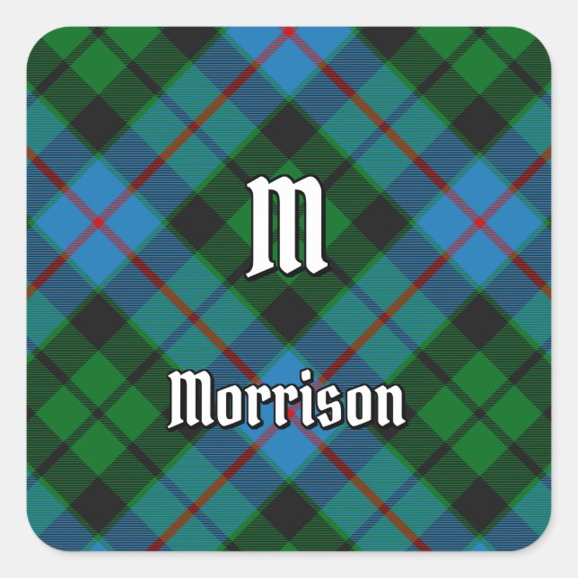 Cuadrada Clan Morrison Hunting Tartan Square Pegatina (Anverso)