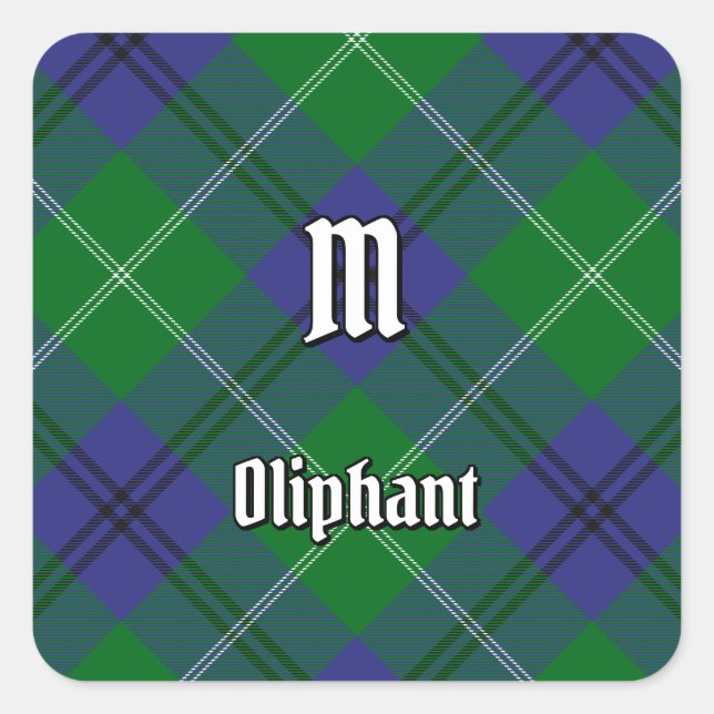 Cuadrada Clan Oliphant Tartan Square Pegatina (Anverso)