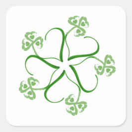 Cuadrada Clover Heart Pegatina