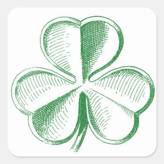 Cuadrada Clover Pegatina (Anverso)