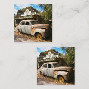 Cuadrada Coche Antiguo Y Garage, Tarjeta de Visita