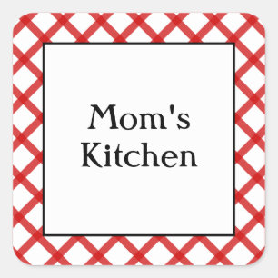 Cuadrada Cocina de Mamá Pegatina Personalizada de Frase en 