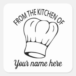 Cuadrada Cocina ligera gorra pegatina nombre