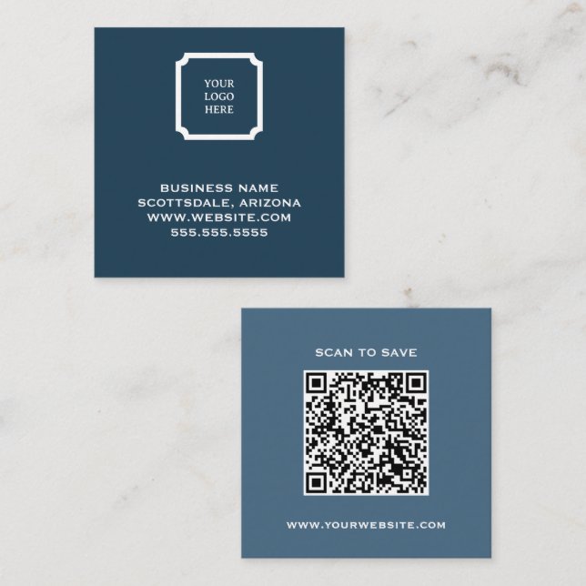 Cuadrada Código QR para tarjeta de visita de la Marina mode (Anverso / Reverso)